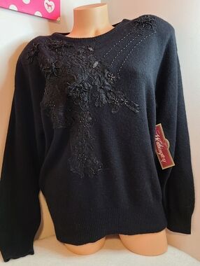 VTG Worthington Lambswool Angora Embellished Sweater Plus Size 22W